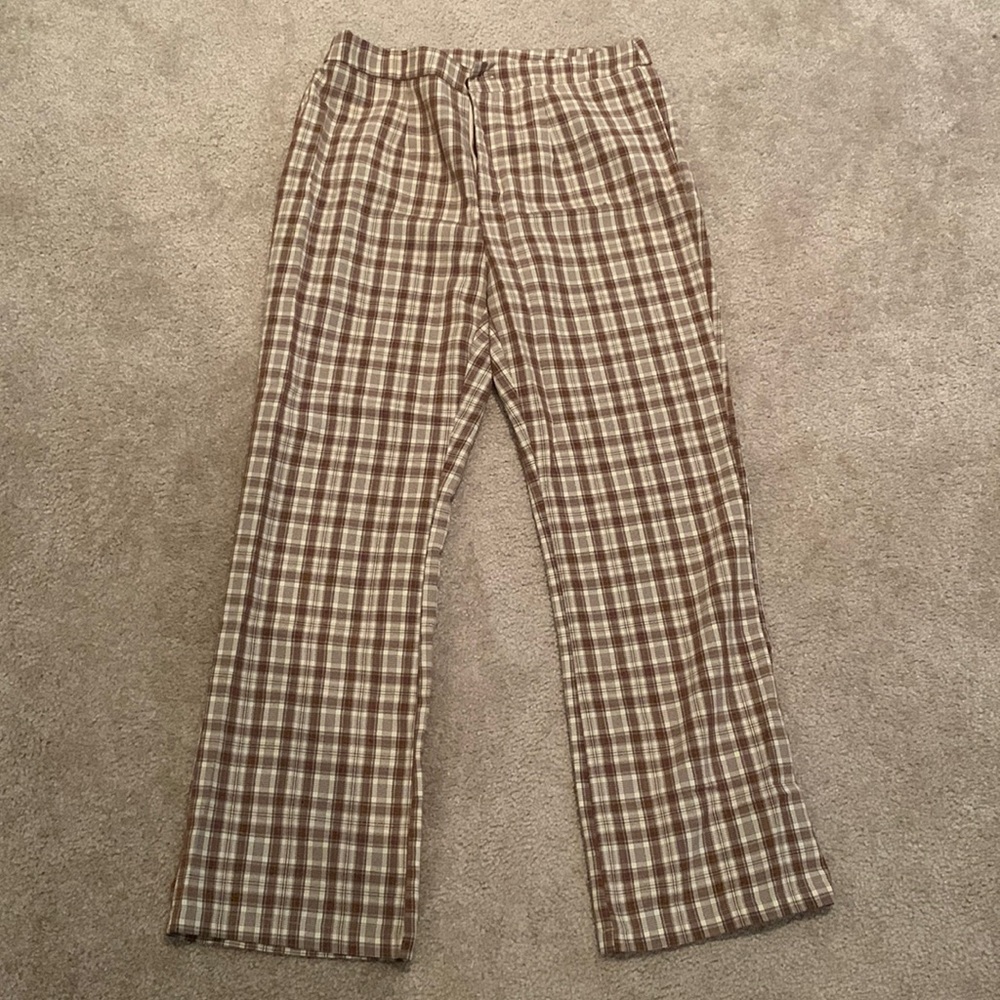 Plaid Straight Leg Pants